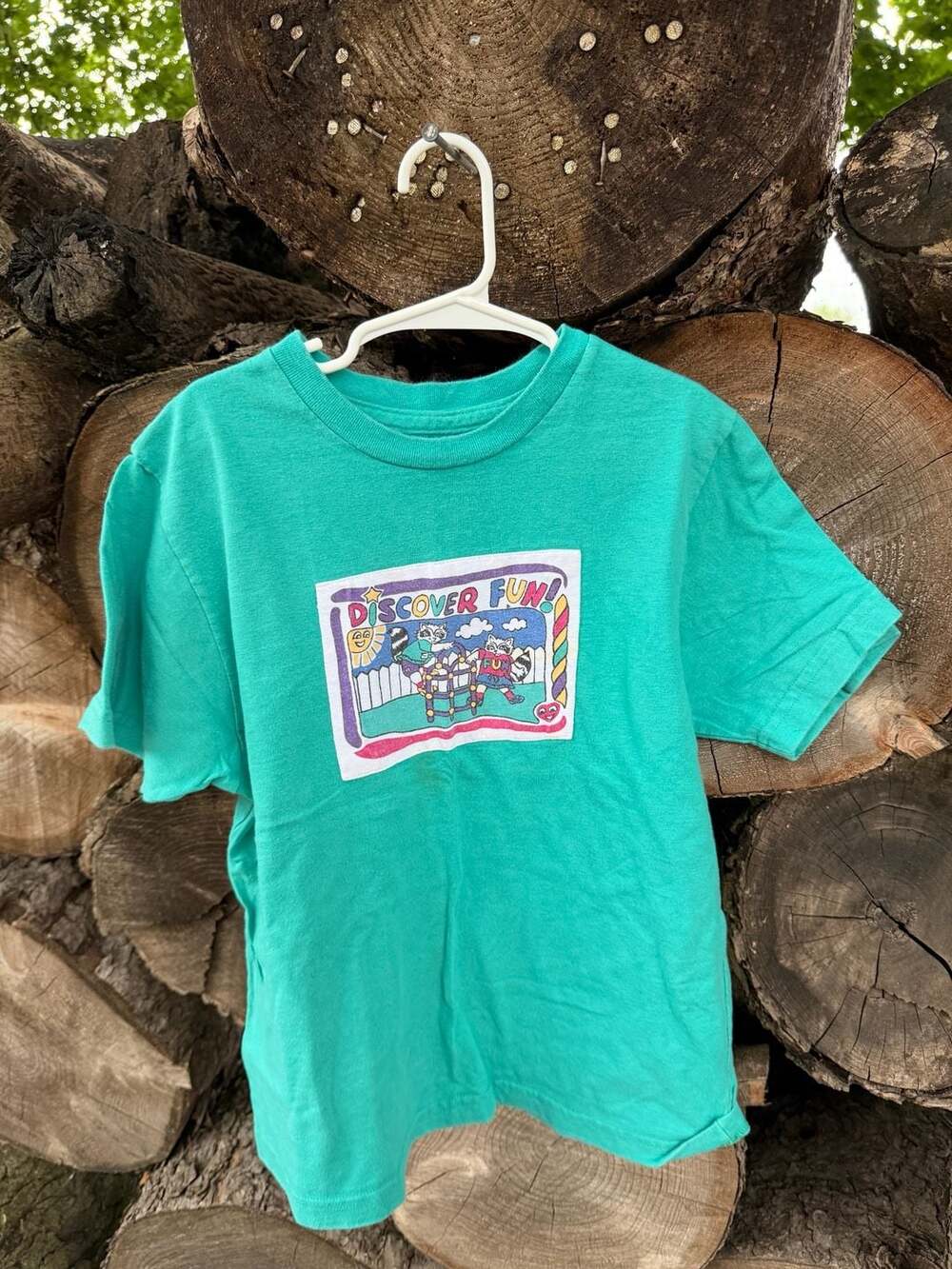 Vintage 1995 Discovery Wear Discover Fun Raccoons Graphic T-Shirt Size 6X